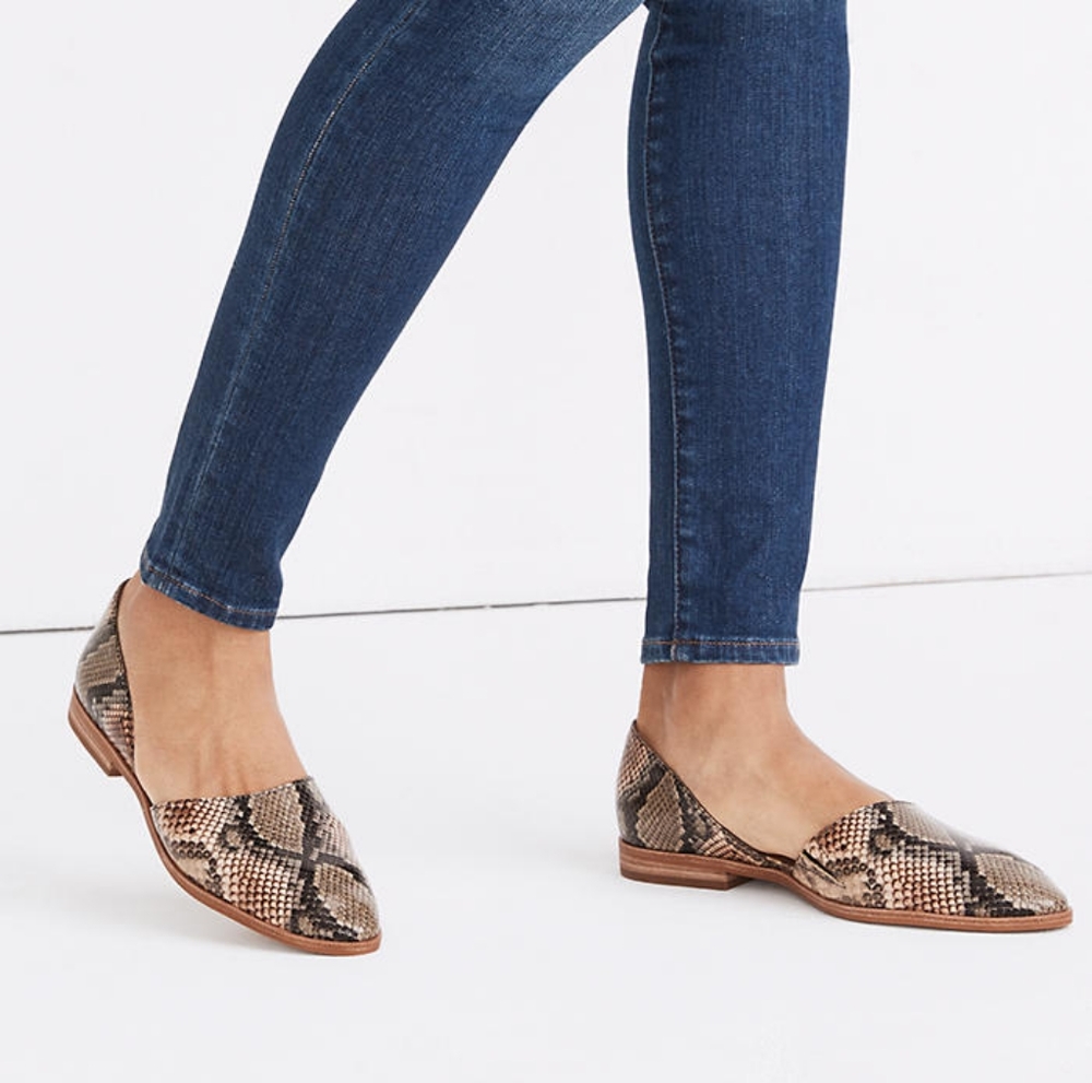 Madewell Marisa D'Orsay Snake Embossed Leather Flats